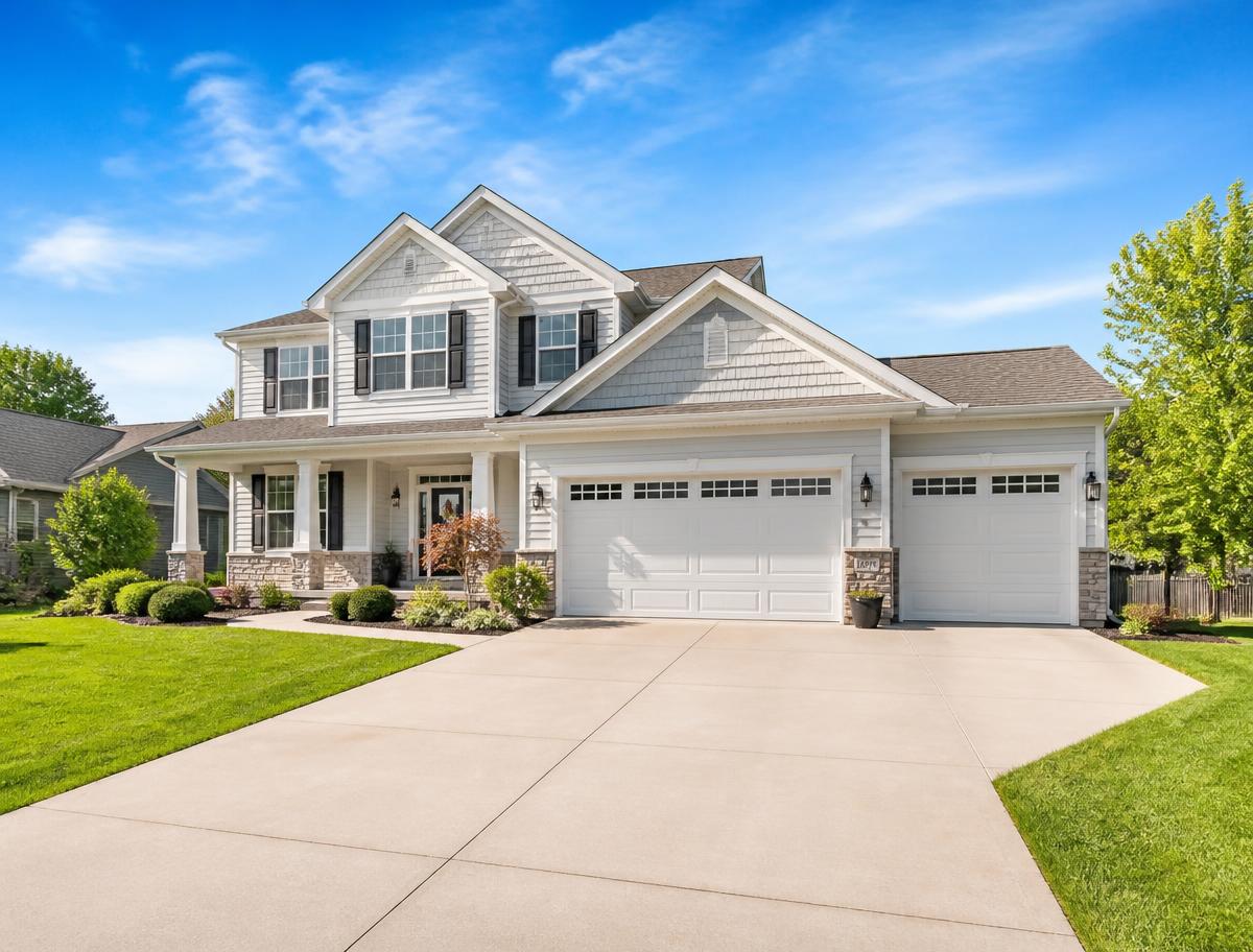 Large beautiful home with a clean, spotless driveway
